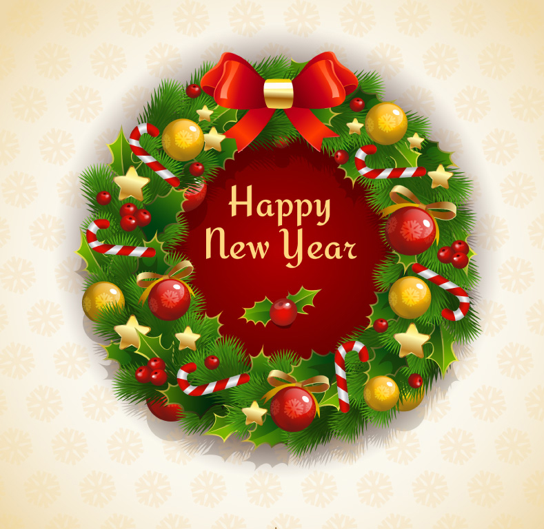 Exquisite holiday wreath vector material
