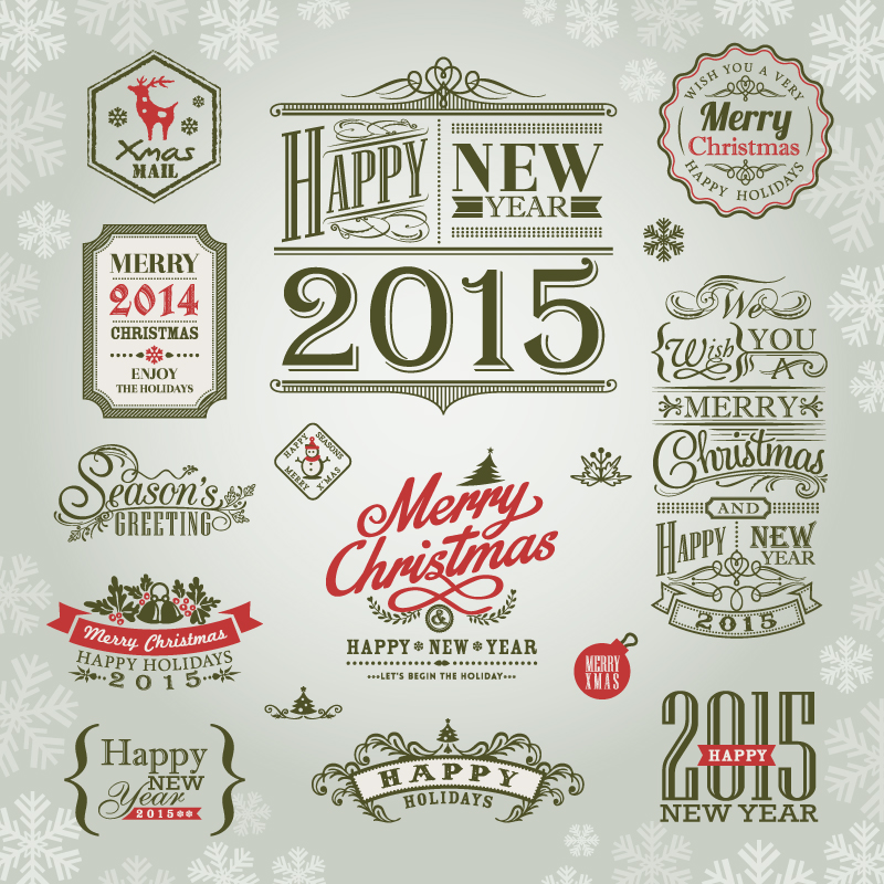 11 models of vintage Christmas tag vector material
