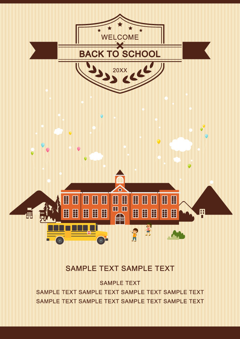 Creative school campus illustrator vector material
