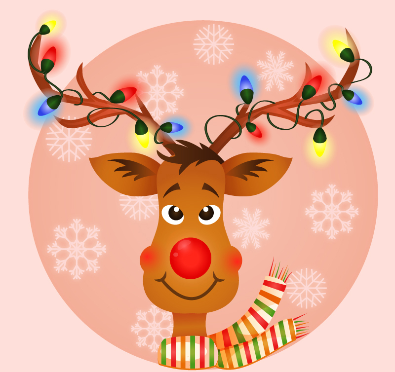Rudolph the red nose cartoon vector material
