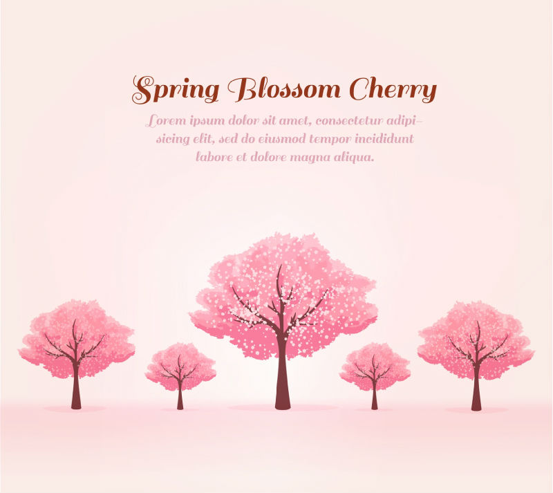 Spring pink cherry tree vector material
