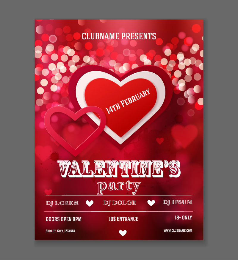 Beautiful red love party poster vector material
