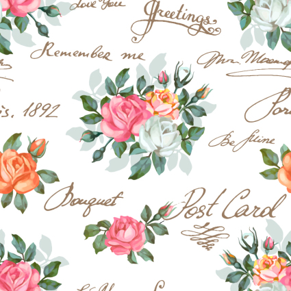 Roses seamless background vector material
