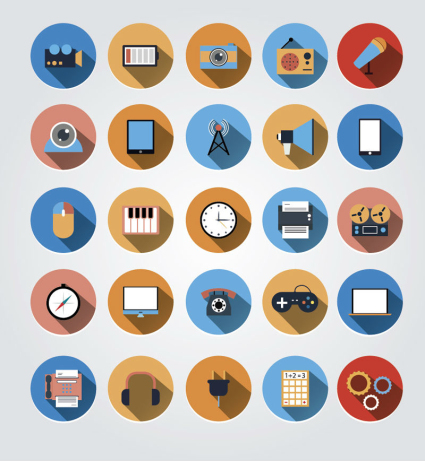 Round 25 of the multimedia communication icon vector material
