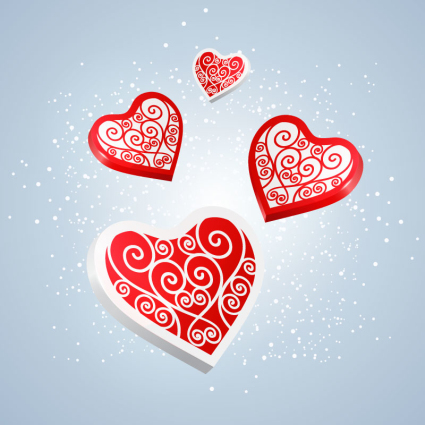 Red love pattern vector material sheet
