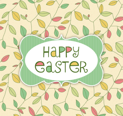Easter greeting card color leaves Vector

