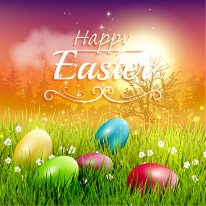 Fantastic Easter poster vector material
