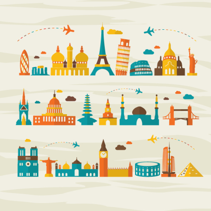 Flat spots around the world vector material
