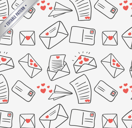 Creative seamless background vector material love letter
