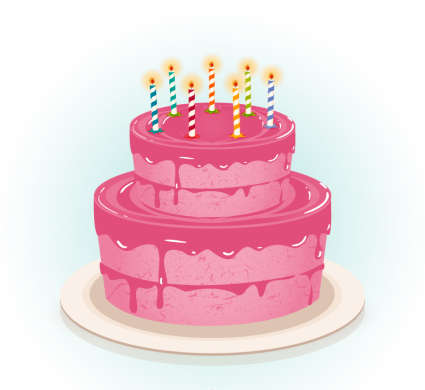 Pink birthday cake Vector material
