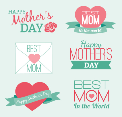 6 fresh Mother's Day element vector material
