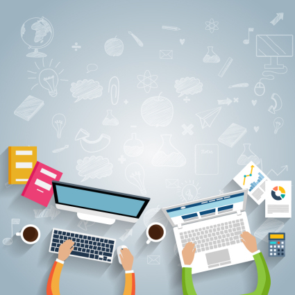 The vector material of the business desk top view