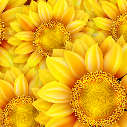 Golden Sunflower seamless background vector
