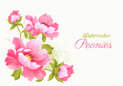 Pink watercolor flowers vector material
