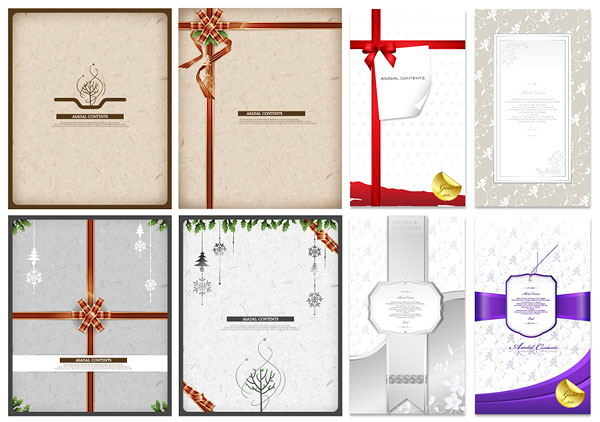 Lace ribbon tags vector material
