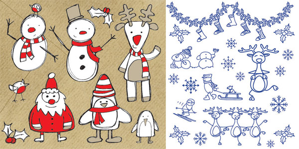Elk, socks, bib, scarf, ski, decoration vector