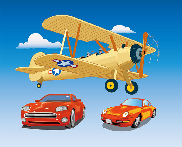 Vehicle Vector MaterialPropeller-driven aircraft and sport car