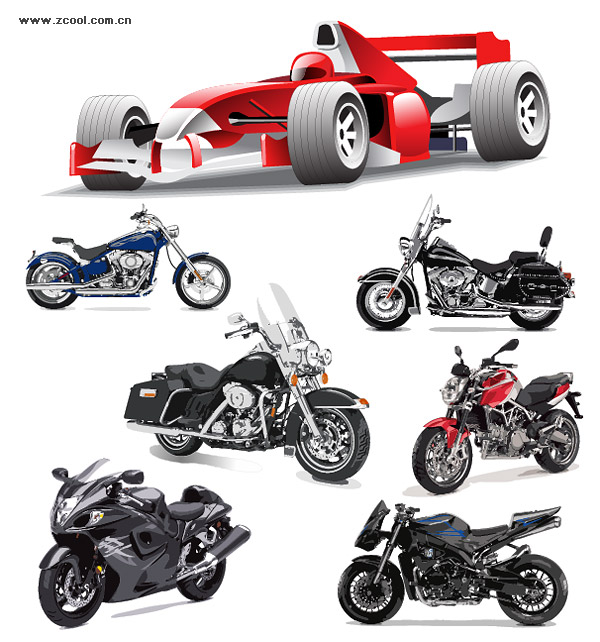 Motorcycle racing car vector material