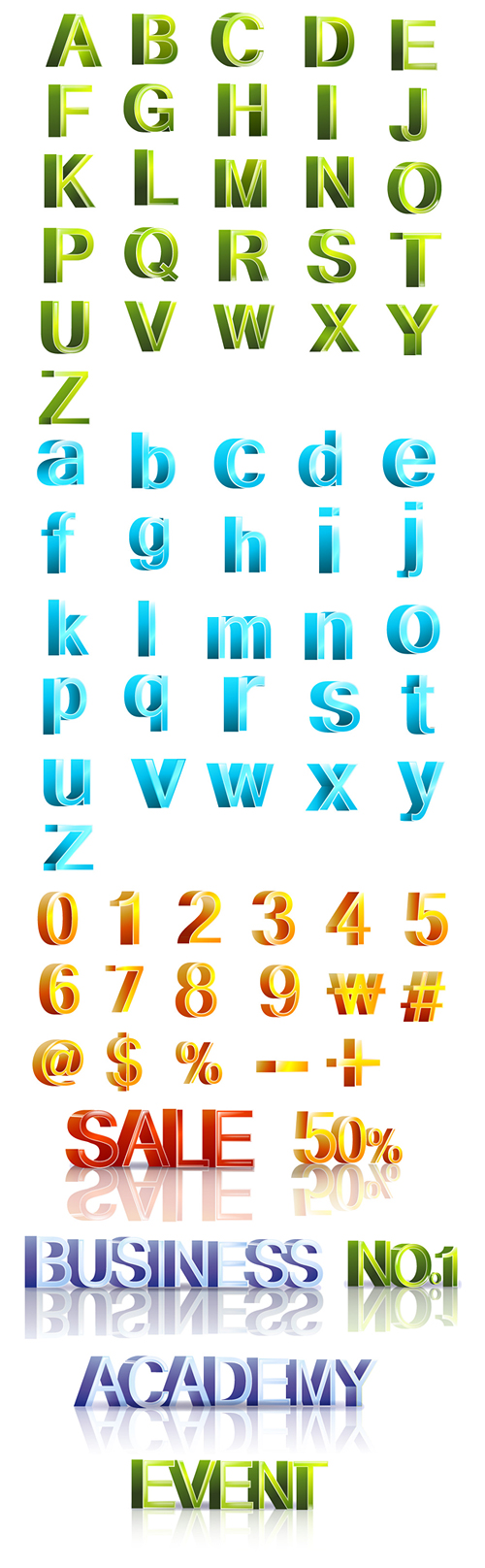Letters and three-dimensional digital vector material (Revised Edition) 
