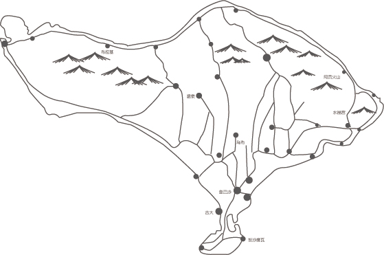 Bali Island road map map line drawing characters not increase vector material