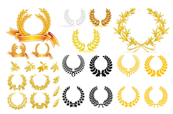 Golden olive branch vector of material
