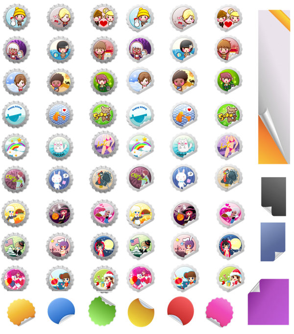 Cartoon cap & sticker vector of material
