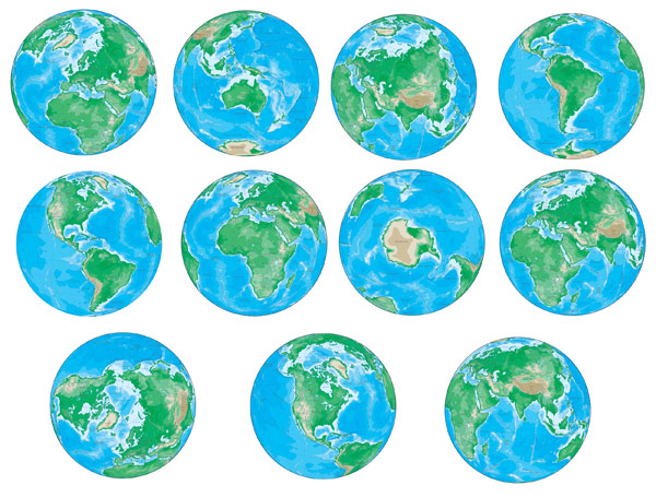 Vector various angles of the Earth