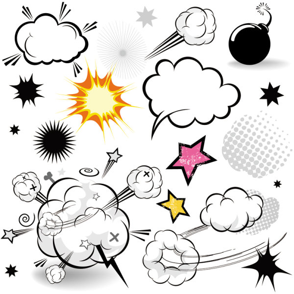 Cartoon-style mushroom cloud layer 01 - Vector