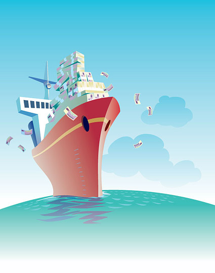 Commercial illustration ship themed vector material