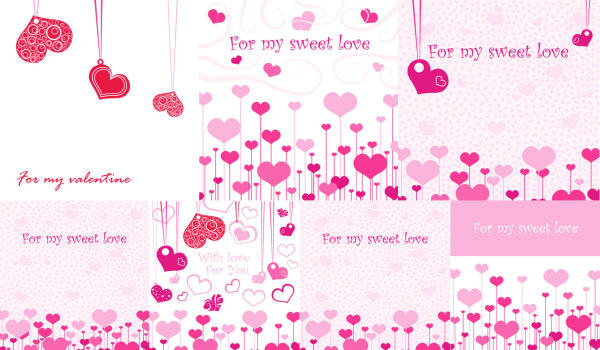 Lovely romantic Valentine's Day greeting cards vector material
