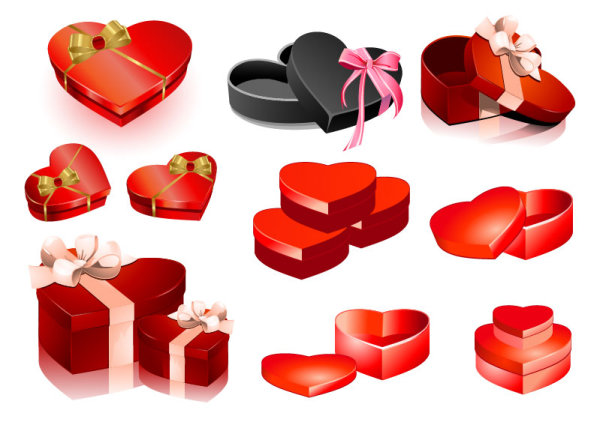 Valentine's Day heart-shaped gift box vector material
