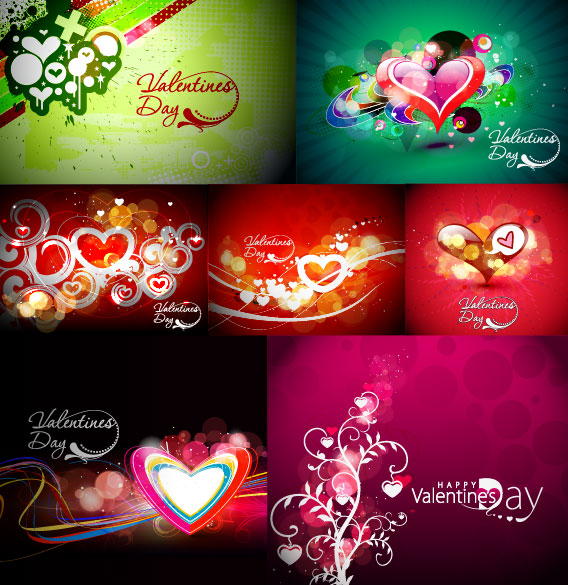 Colorful love cards vector material
