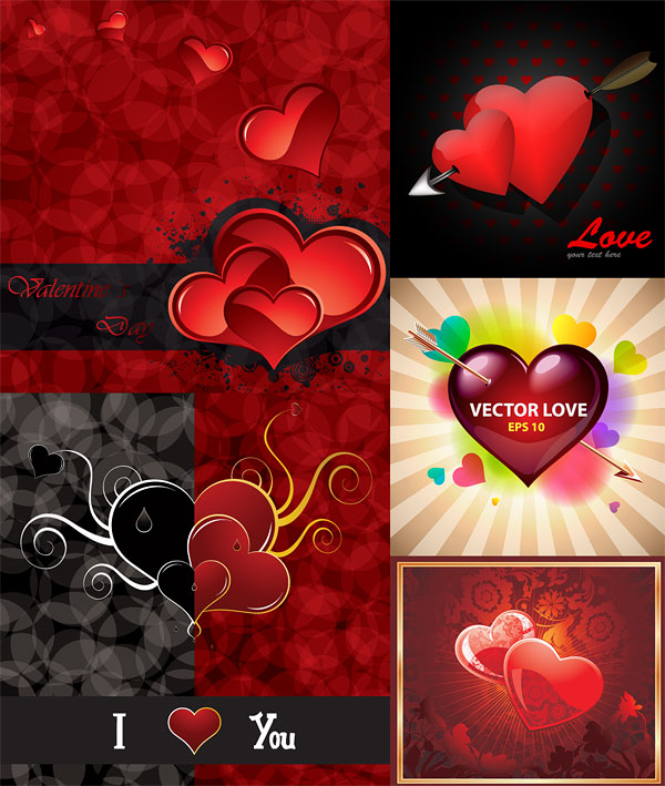 Romantic Valentine's Day greeting cards vector material
