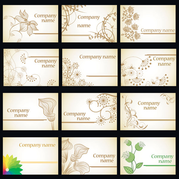 Simple fashion flowers card template vector material