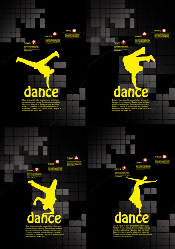 Dancing theme posters template vector material
