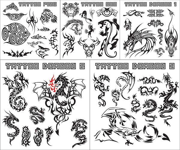 Variety of animal totem vector material
