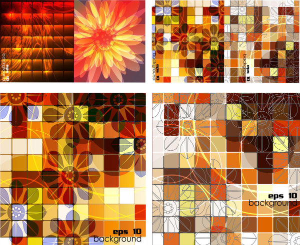Trend box grid background vector material -2