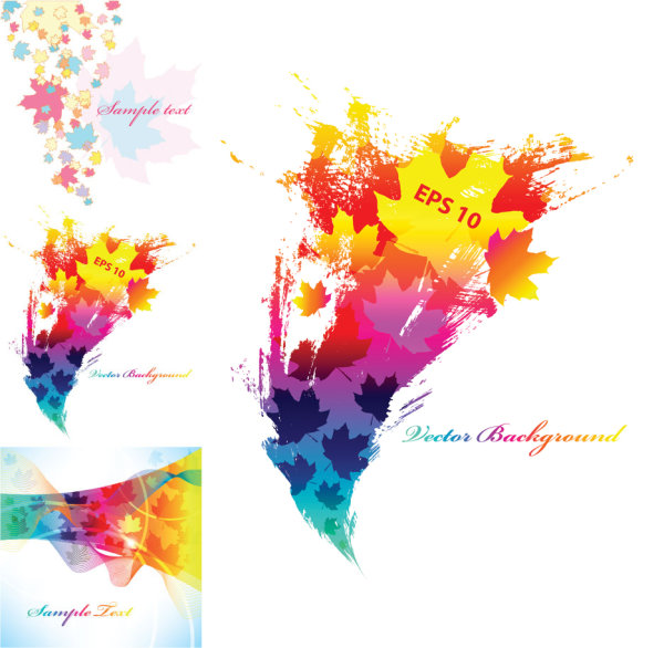 Colorful background of leaves element vector material