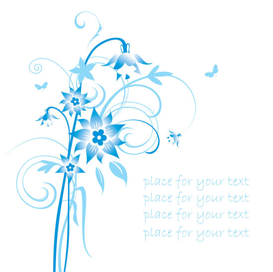 Simple blue hand-painted flowers pattern background vector material -2