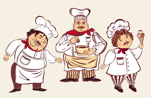 Cartoon characters cook 02 - vector