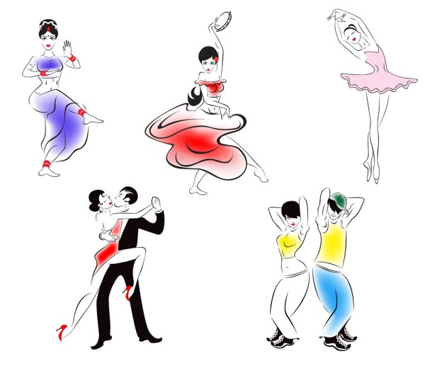 People dancing silhouette 02-- vector material