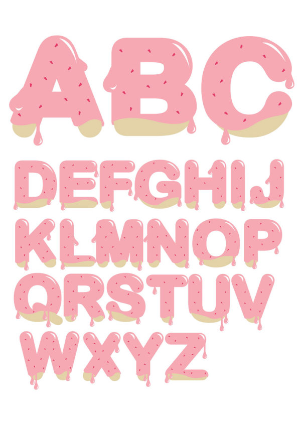 Strawberry jam alphabet - vector material