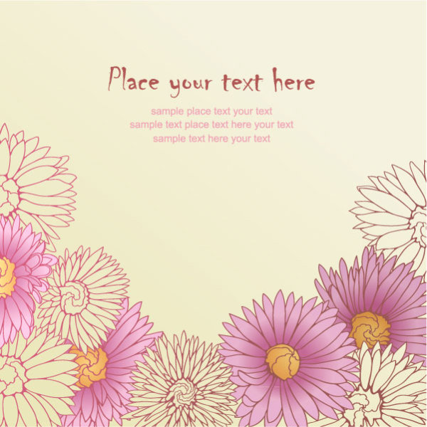 Beautiful flowers background 01 - vector material
