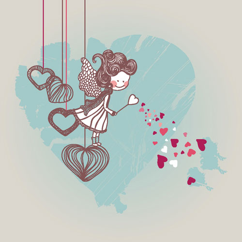 Valentine's Day cartoon illustrator 01 - vector material