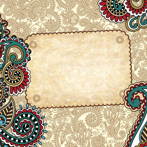  Retro floral background - vector material