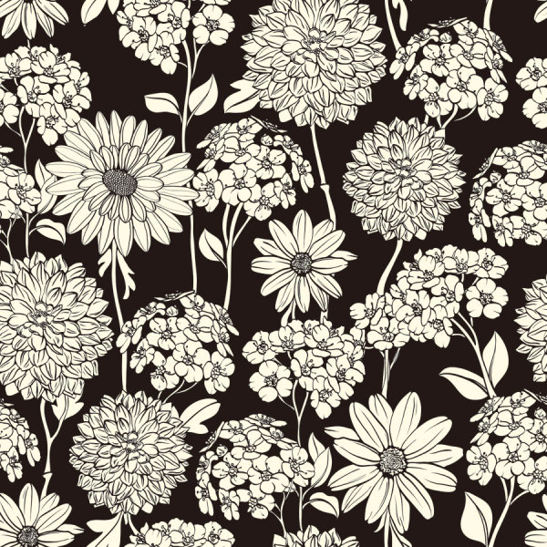Exquisite black-and-white line art background 02 - vector material