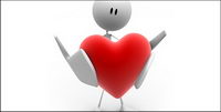 3D holding little heart-shaped picture material