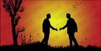 Vector silhouette handshake material