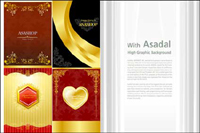 Gold ValentineDay greeting card template vector material