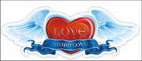 Heart-shaped wings Ribbon Vector